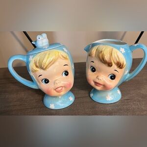 Vintage Napco Miss Cutie Pie Cream and Sugar Set